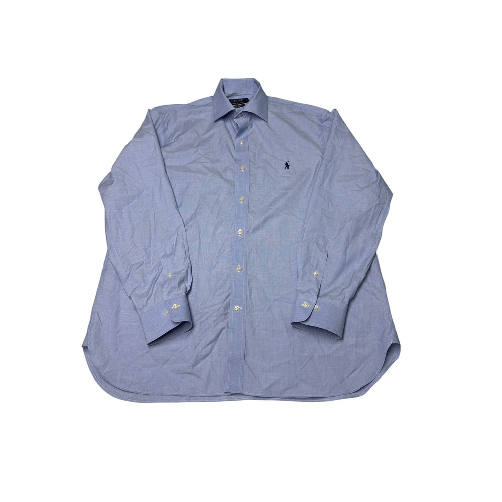 Polo Ralph Lauren Mens Blue Cotton Stretch Easy Care Button Down Shirt 17 34/35